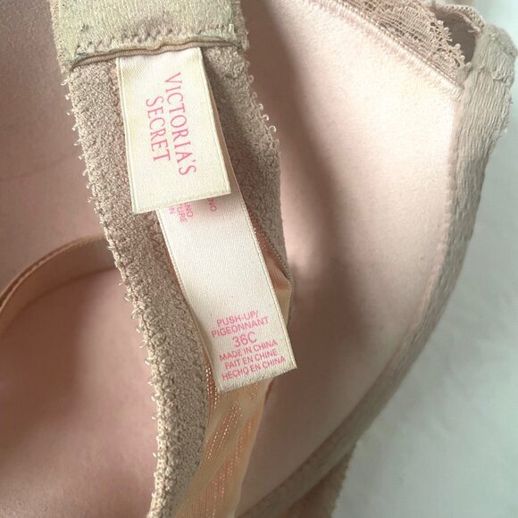 Victoria’s Secret Lace Push-Up Bra 36C Blush Pink Padded Back Closure - Picture 10 of 10